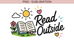 Read Outside PNG | Cute Reading Clipart | Book Lover Design Product Image 2