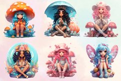 Glitter Mushroom Fairy Sublimation Clipart Bundle Product Image 3