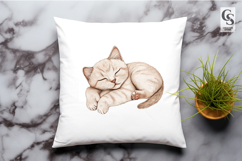 Sleeping Cat Watercolor Clipart Sublimation PNG Product Image 3