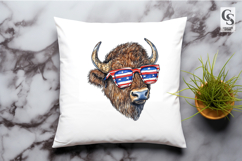 Patriotic Bison Sunglasses Clipart PNG Product Image 2