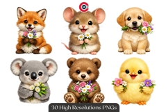 Adorable Baby Animal with Floral Bouquets Product Image 2