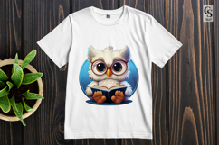 Cute Reading Owl Clipart Sublimation PNG Product Image 2