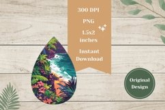 Tropical Beach Earrings Design, Hawaii Earrings Sublimation Product Image 2