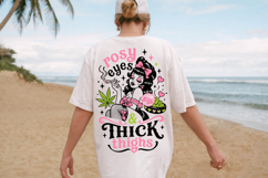 Coquette Stoner Girl PNG, Weed Lover Skull Pink Retro Girly Product Image 2
