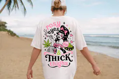 Coquette Stoner Girl PNG, Weed Lover Skull Pink Retro Girly Product Image 2