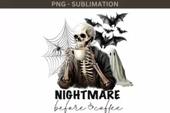 Nightmare Before Coffee PNG, Spooky Season Halloween Product Image 2