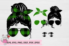 Green Buffalo Plaid Mom Life svg, Glasses Cut Files Product Image 2