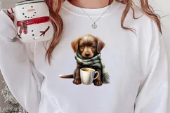 Christmas Dog And Coffee Clipart, Christmas Clipart Product Image 2