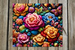 Flowers, black background | folk tumbler Sublimation designs Product Image 2