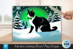 Winter Cat Elegance Cutting Board Sublimation Design Product Image 1