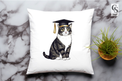 Watercolor Graduate Cat Clipart Sublimation PNG Product Image 2