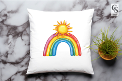 Rainbow Sun Watercolor Clipart PNG Product Image 2
