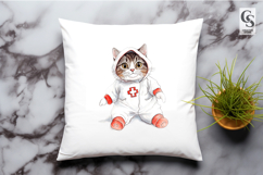 Watercolor Nurse Cat Clipart Sublimation PNG Product Image 2