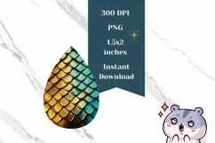 Golden Metallic Teardrop Earring, Dragon Skin Earring PNG Product Image 2