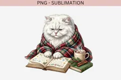 Christmas bookish cat png design for T-shirts Product Image 2