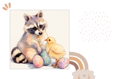 Easter Raccoon Pillow case, Easter Eggs Pillow Design Product Image 2