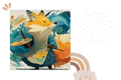 Cartoon Fox Pillow Sublimation, Art Pillow Template Product Image 2