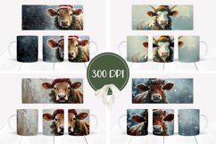 Christmas Cow Mug Design, Winter Mug Template Product Image 2