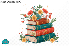 Watercolor Floral Books Clipart PNG Bundle Product Image 3