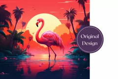 Colorful Flamingo Tumbler Wrap Design, Summer Sublimation Product Image 2