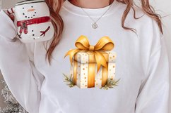 Gold Christmas Watercolor Clipart Sublimation, Christmas PNG Product Image 2