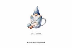 Watercolor Christmas gnome in tea mug, Gnome PNG Product Image 2
