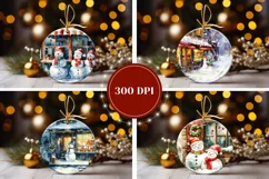 Watercolor Christmas Ornaments, Watercolor Snowman PNG Product Image 2