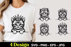 Princess Kitten Cartoon SVG PNG Product Image 1