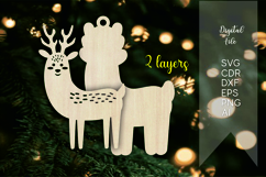 2d deer layered christmas files laser cut, instant download Product Image 2