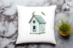 Floral Birdhouse Watercolor Clipart Sublimation PNG Product Image 2