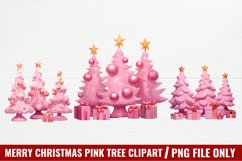 Merry Christmas Pink Tree Clipart Product Image 1
