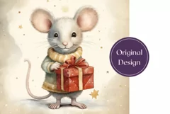 Christmas Tumbler Sublimation, Watercolor Mouse Tumbler PNG Product Image 2