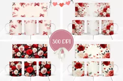 Watercolor Roses Mug Designs, Watercolor Flowers Mug Wraps Product Image 2