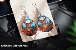 Stained Glass Deer flowers Earring Design Product Image 1
