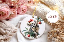 Watercolor Christmas Koala Ornament PNG, Winter Ornament Product Image 2