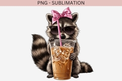 Raccoon iced coffee png design for T-shirts Product Image 2