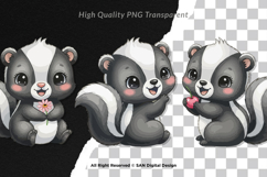 15 Bundle Watercolor Cute Skunk Stripe Forest Tail Kids Product Image 2