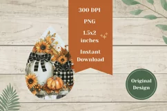 Sunflowers Teardrop Earrings PNG, Fall Pumpkins Earrings Product Image 2