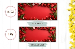 Tulips Mug Template, Red Mug Sublimation Design Product Image 2