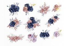 Watercolor Dark blue roses bouquets clipart Product Image 2