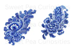 Blue Toile, Ephemera, PNG, Clipart, Junk Journal, flowers Product Image 2