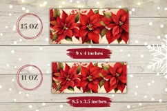 Christmas Red Flower Coffee Mug Wrap, Poinsettia Sublimation Product Image 2