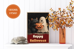 Vintage Halloween Greeting Card, Halloween Ghost Wall Art Product Image 2