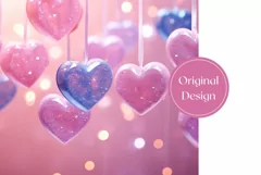 Glitter Hearts Tumbler Design, Valentine's Day Tumbler PNG Product Image 2