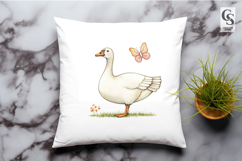 Watercolor Goose with Butterfly Clipart Sublimation PNG Product Image 2