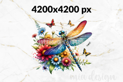 Dragonfly PNG - Floral Butterfly Sublimation Design Product Image 2