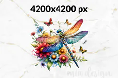 Dragonfly PNG - Floral Butterfly Sublimation Design Product Image 2