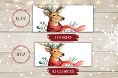 Watercolor Christmas Deer Mug, Christmas Animals Mug Product Image 2