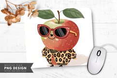 Funky Apple with Sunglasses and Animal Print Mouse Pad PNG Product Image 1