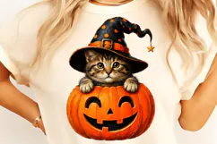 Funny Black Cat Pumpkin PNG, Black Cat Pumpkin PNG SVG Product Image 3